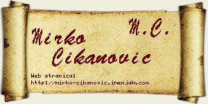 Mirko Čikanović vizit kartica